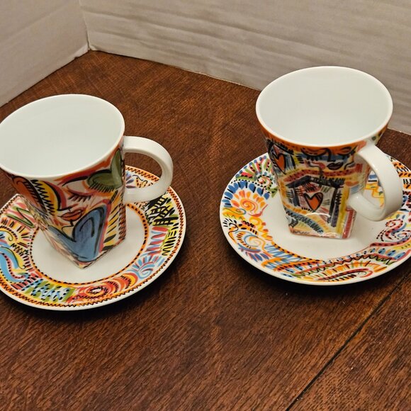 Set of 2 Nespresso Ltd. Edition Justin Teodoro Hearts Cups and saucers - Picture 5 of 8